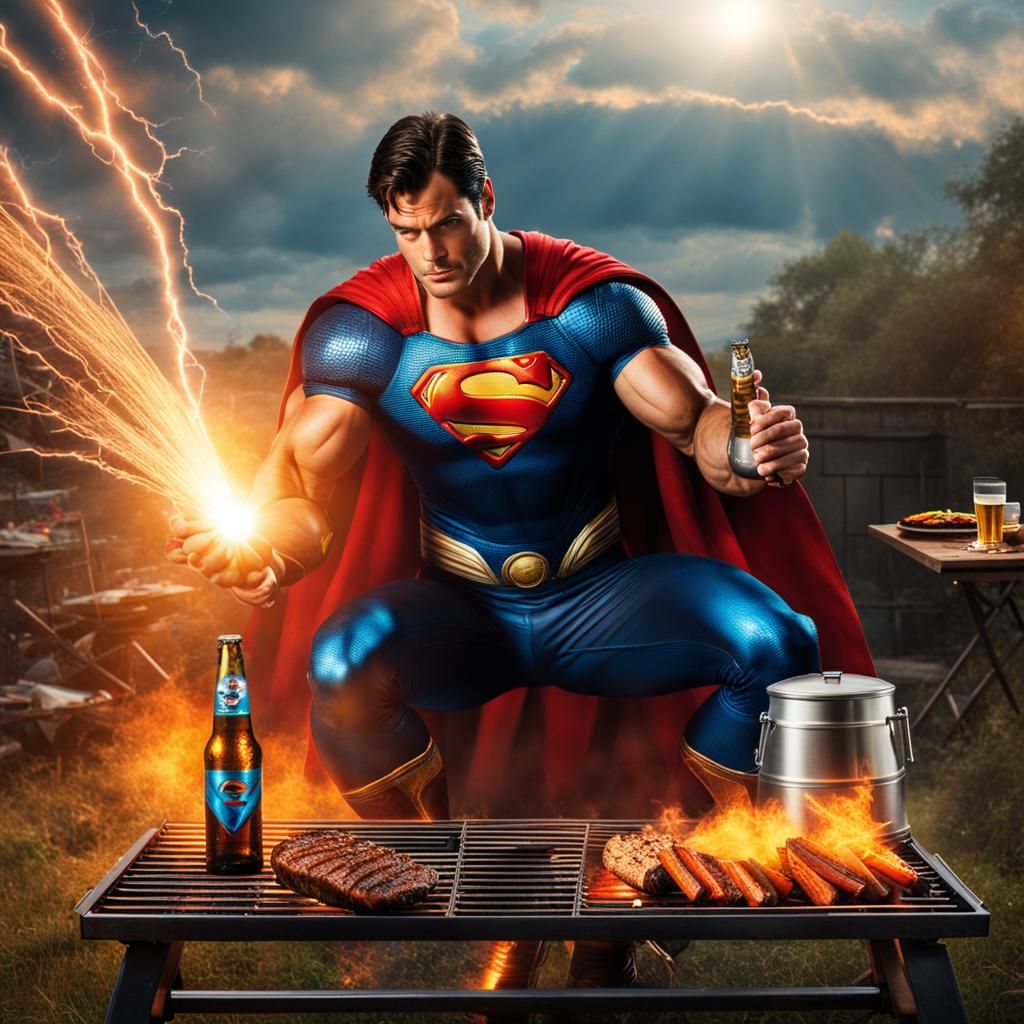 Superman Lights BBQ with Laser Vision