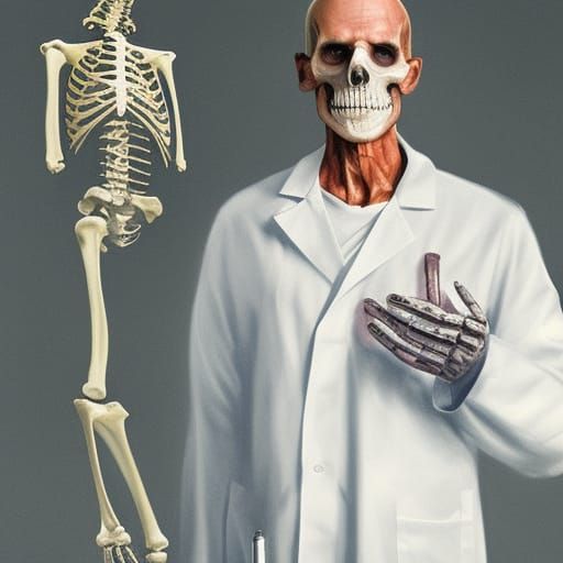 Glowing Skeleton Scientist: Sinister Art