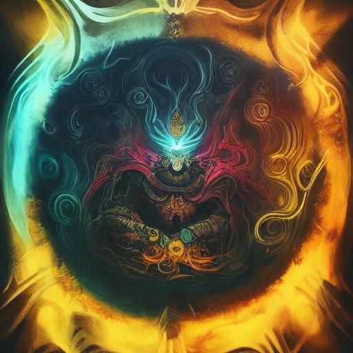 Angel of Aries Emerges from Abyss in Digital Art