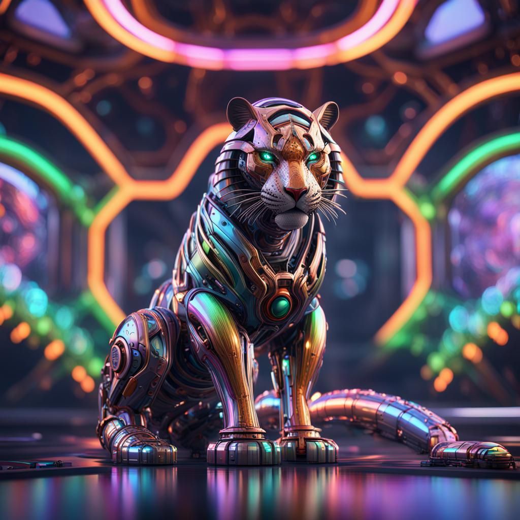 Rainbow Serpent: Tiger and Anaconda in Sci-Fi Style