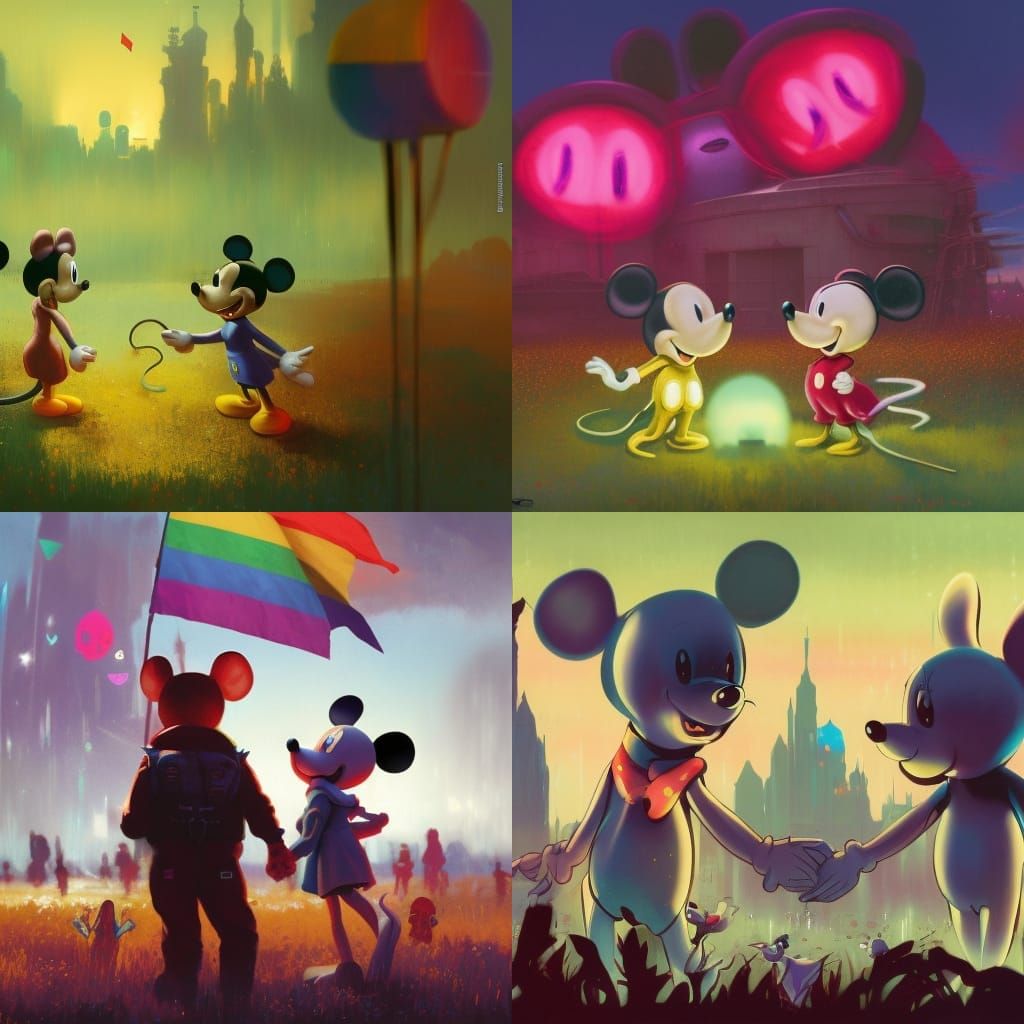 Gay Mice in Field: Cyberpunk Fantasy Illustration