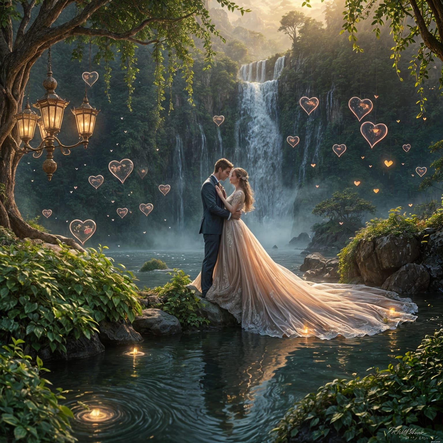 Ethereal Romance in a Hyperrealistic Fantasy Realm