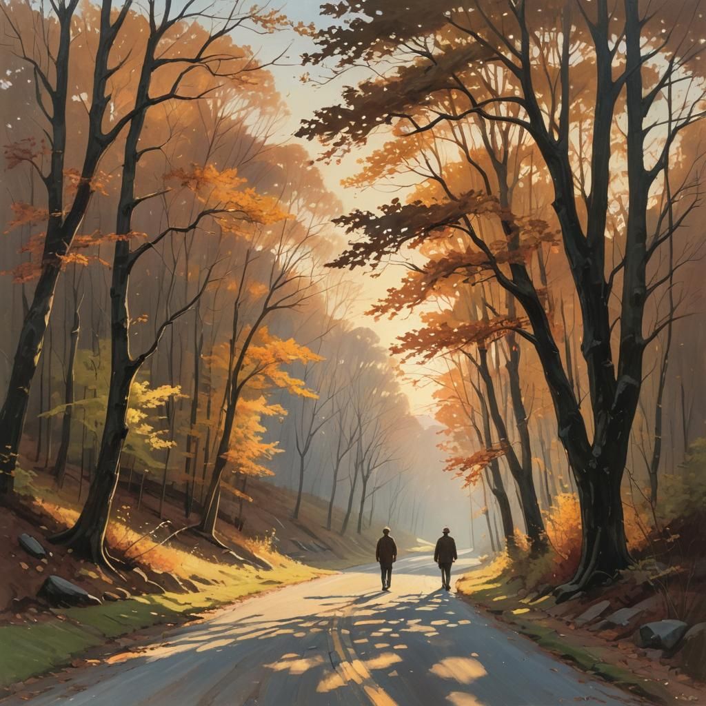 Autumn Road Landscape Painting in West Virginia
