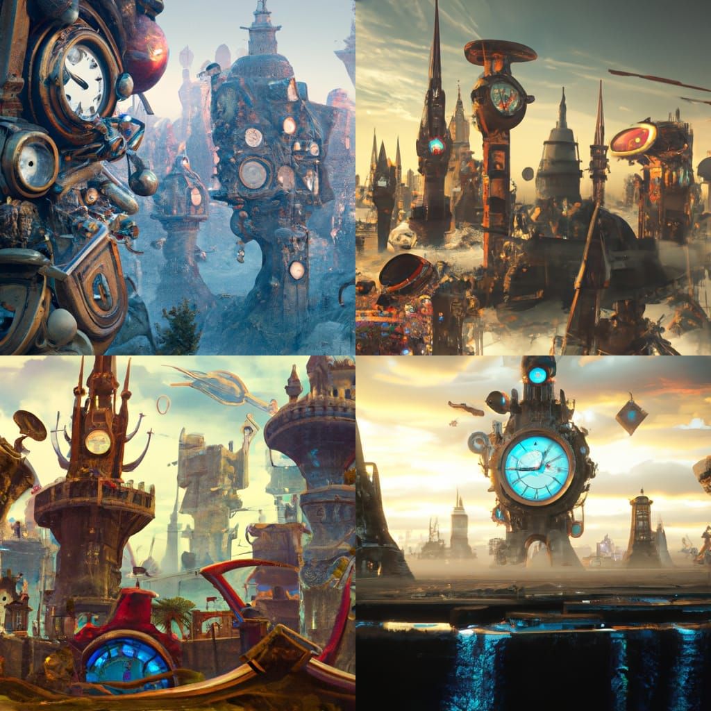 Surreal Melting Clock Landscape in Digital Art