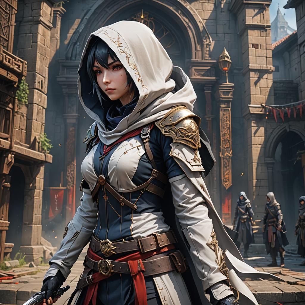 Anime Hooded Assassin: Detailed Digital Matte Painting
