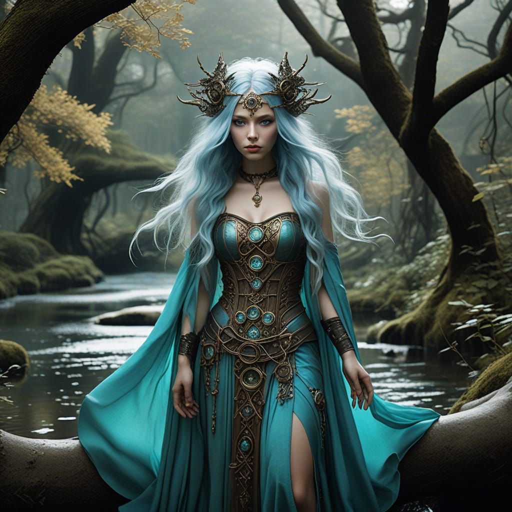 Serenity in Steampunk Sanctuary - Ethereal Water Spirit Tend...