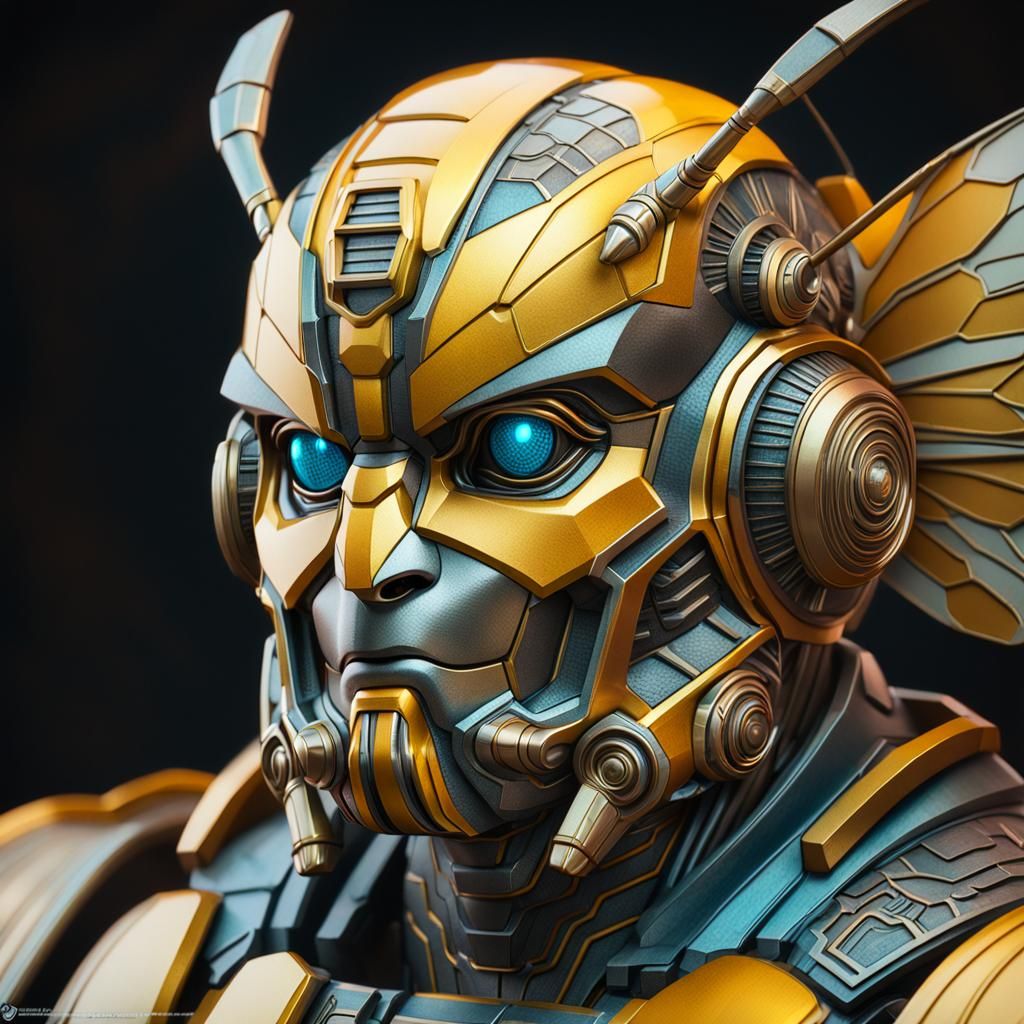 Hyper-Realistic Bumblebee Toy in Art Nouveau Style