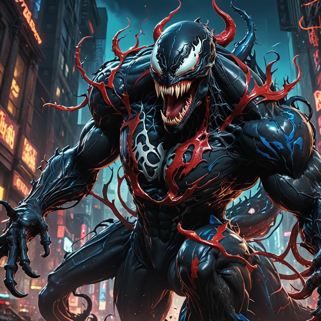 Venom in Neon: Detailed Matte Painting