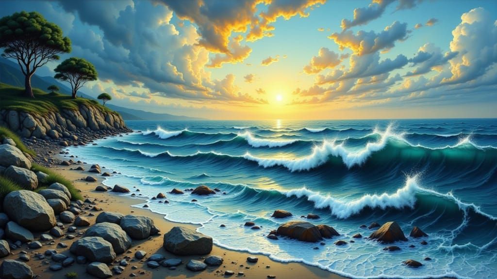 Serene Ocean Landscape Art