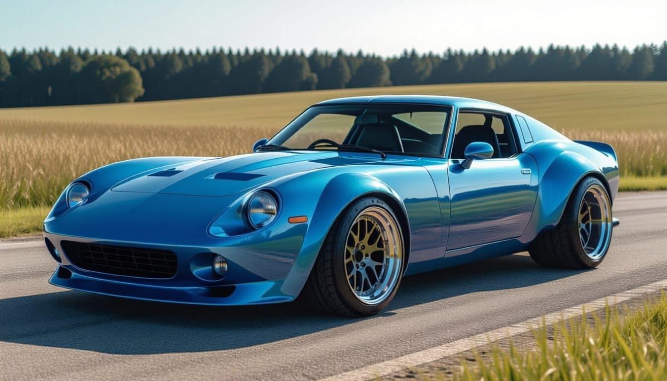 Retro-Modern Sports Car in Scottish Blue