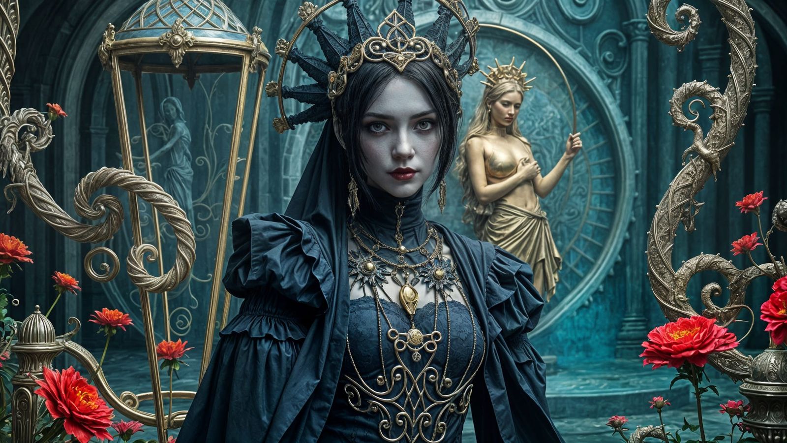 Surreal Gothic Woman in Fantasy World, HD Photo