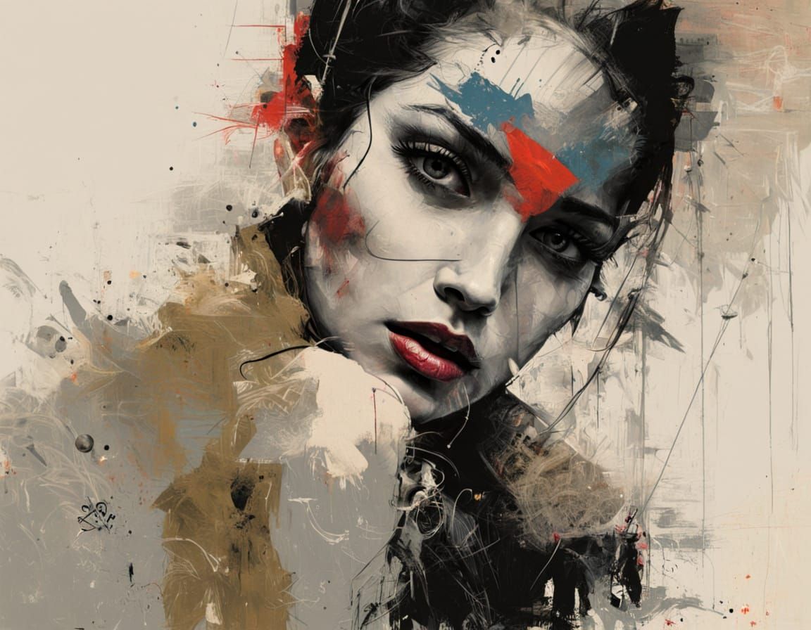 Figure in Mixed Media Street Art Style