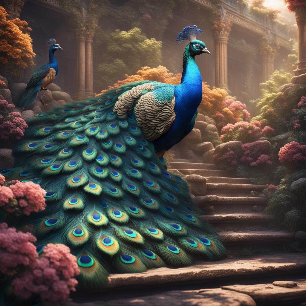 Heavenly Peacocks in Detailed Matte Painting