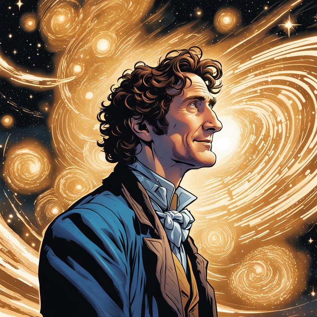 Eighth Doctor Gazing at Stars in Comic Book Art