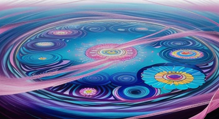 Surreal Pink Flower Petal on River, Psyart Style