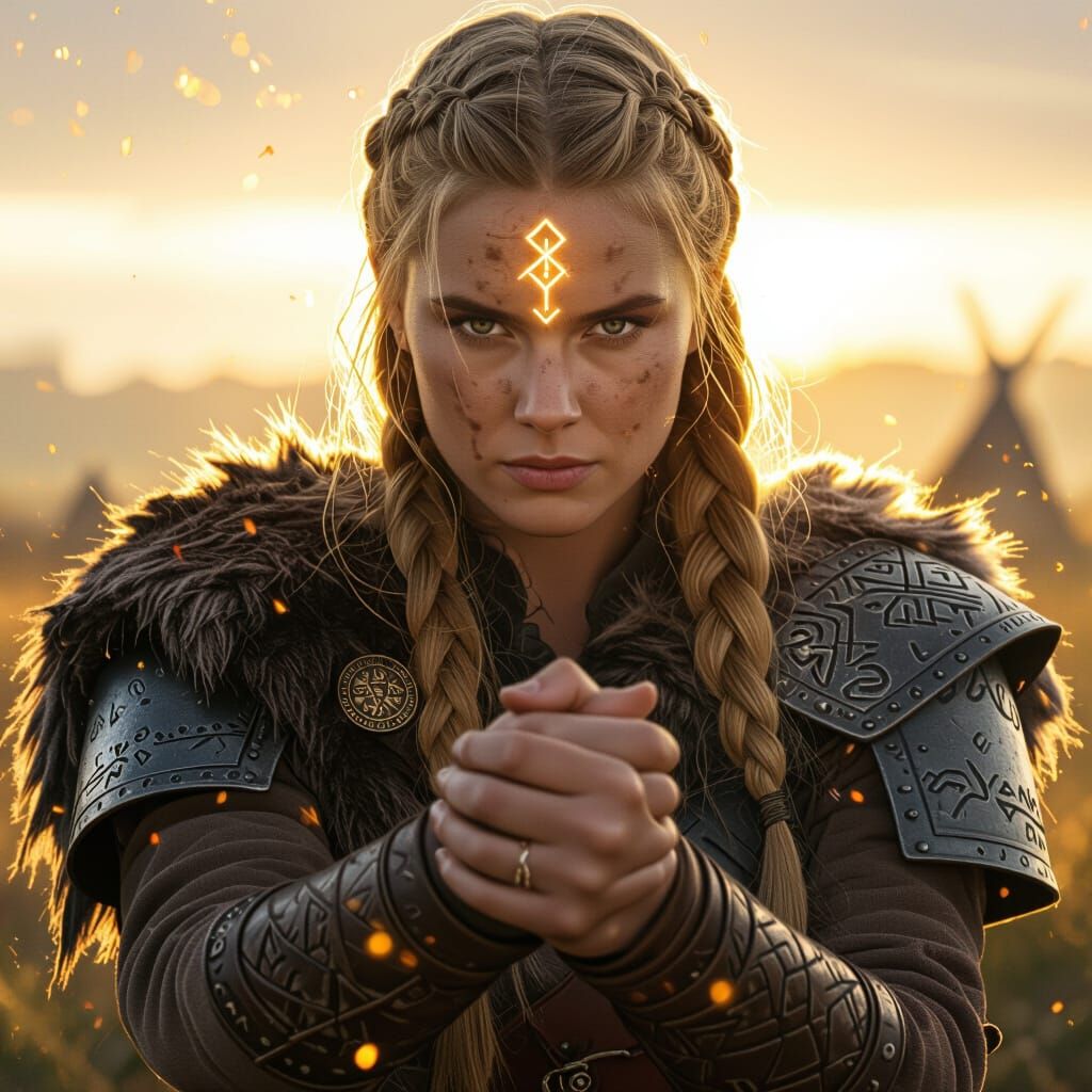 Nordic Warriors Clasping Hands in Sacred Grove