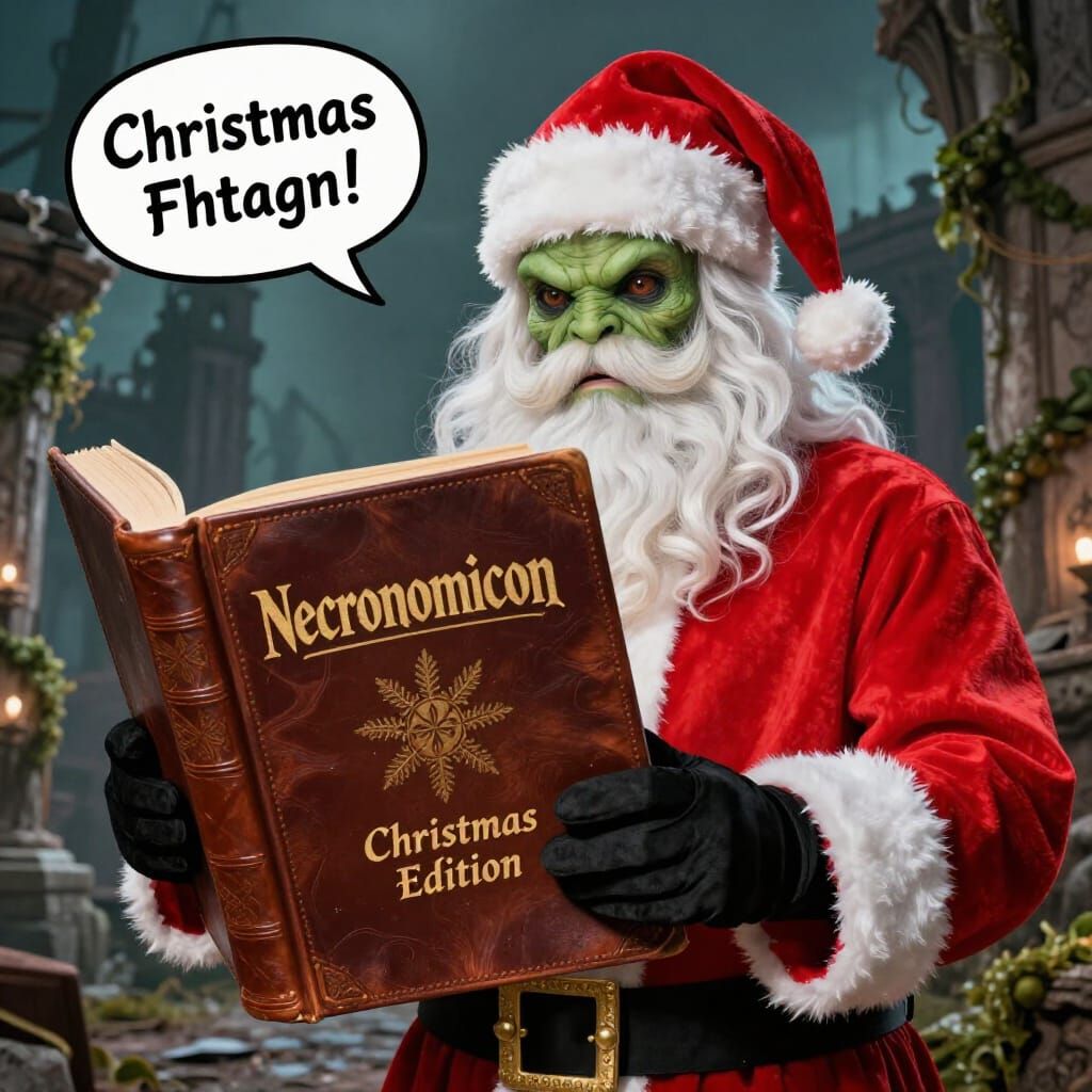 Cthulhu Santa Offers Necronomicon Christmas Edition