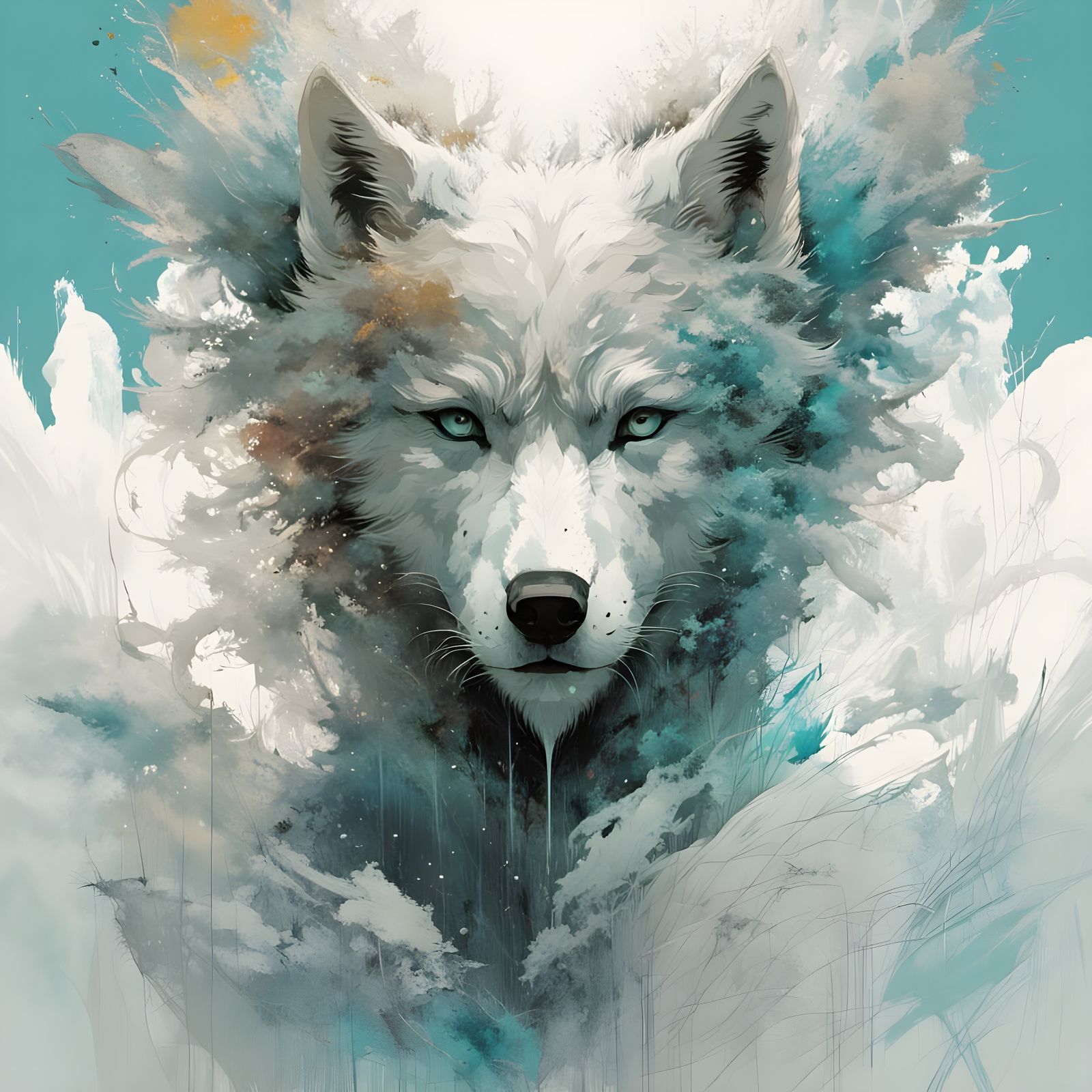 Ethereal Wolf in Glowing Forest