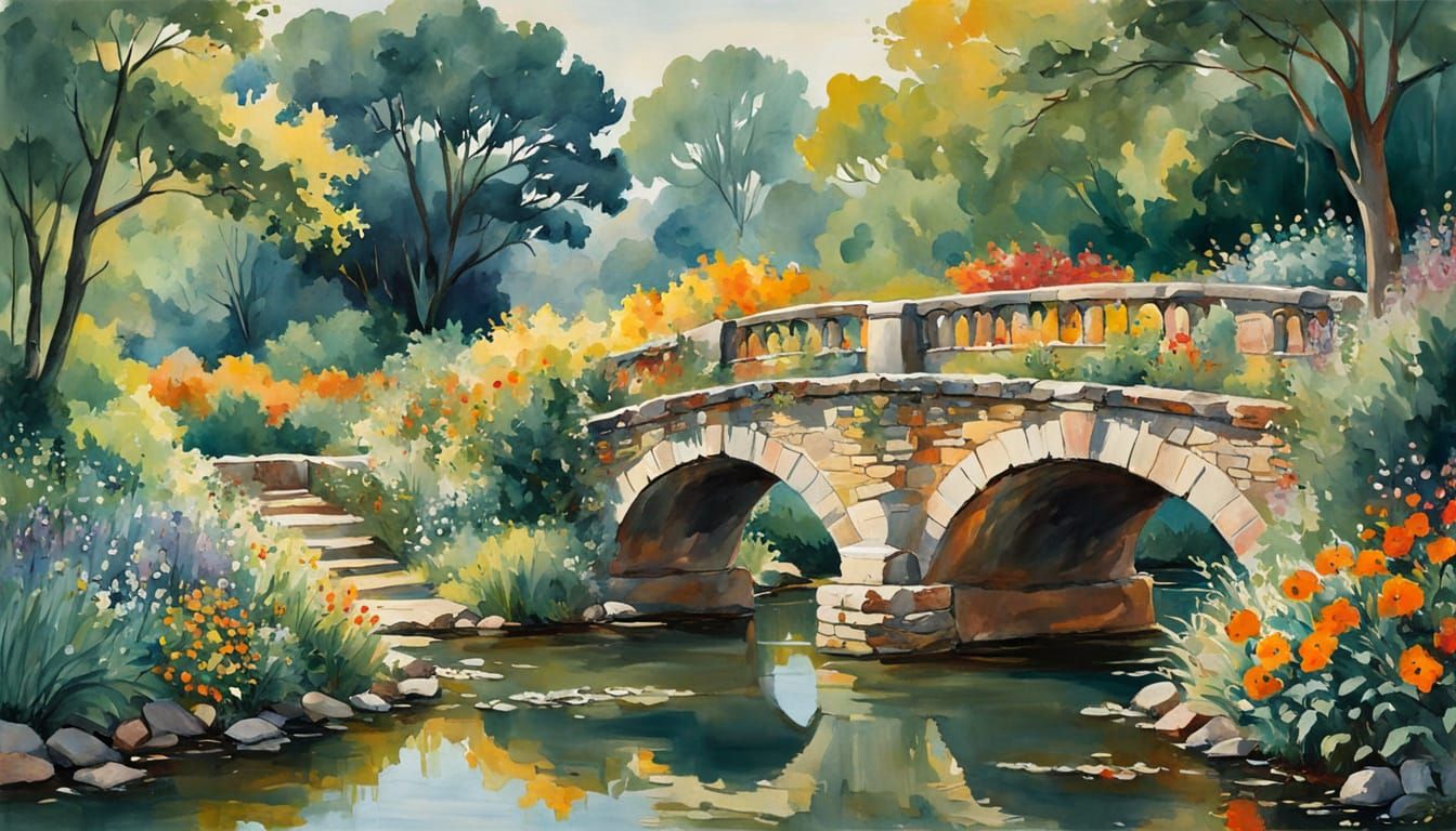 Ancient Stone Bridge in the French Countryside