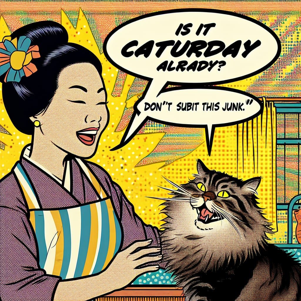 Humorous Comic Strip of Mother and Sassy Cat