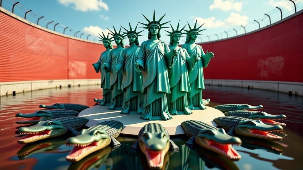 Statue of Liberty Replicas on Alligator Island