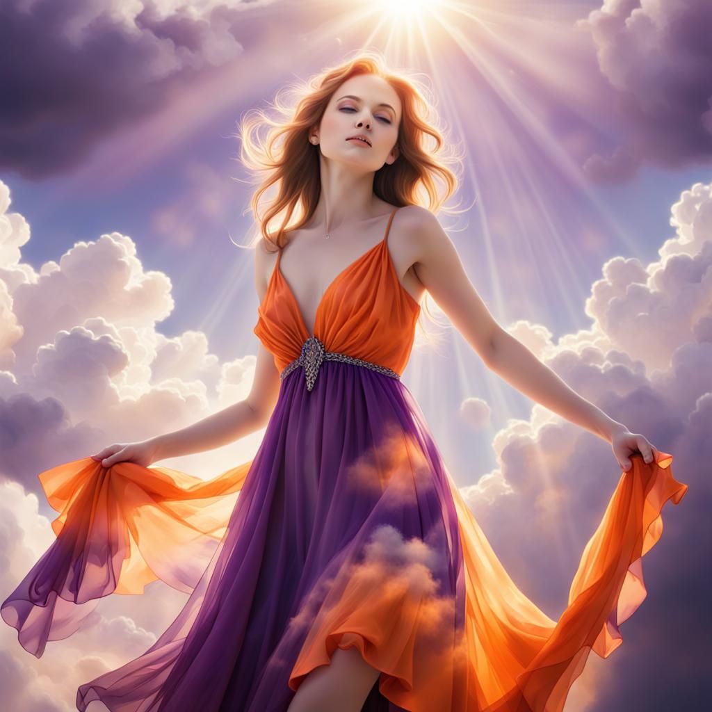 Ethereal Purple and Orange Dress in Divine Light