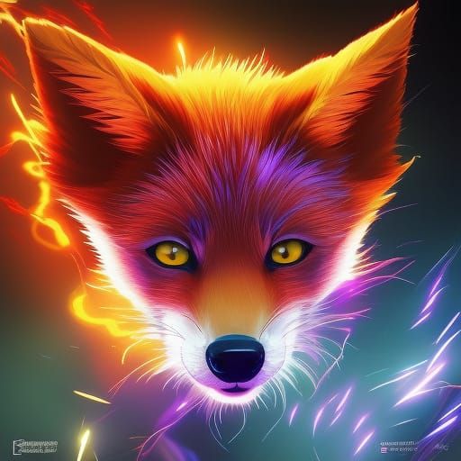 Anime Lightning Fox Digital Illustration