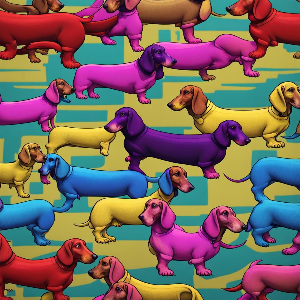Dachshund in Andy Warhol Pop Art Style