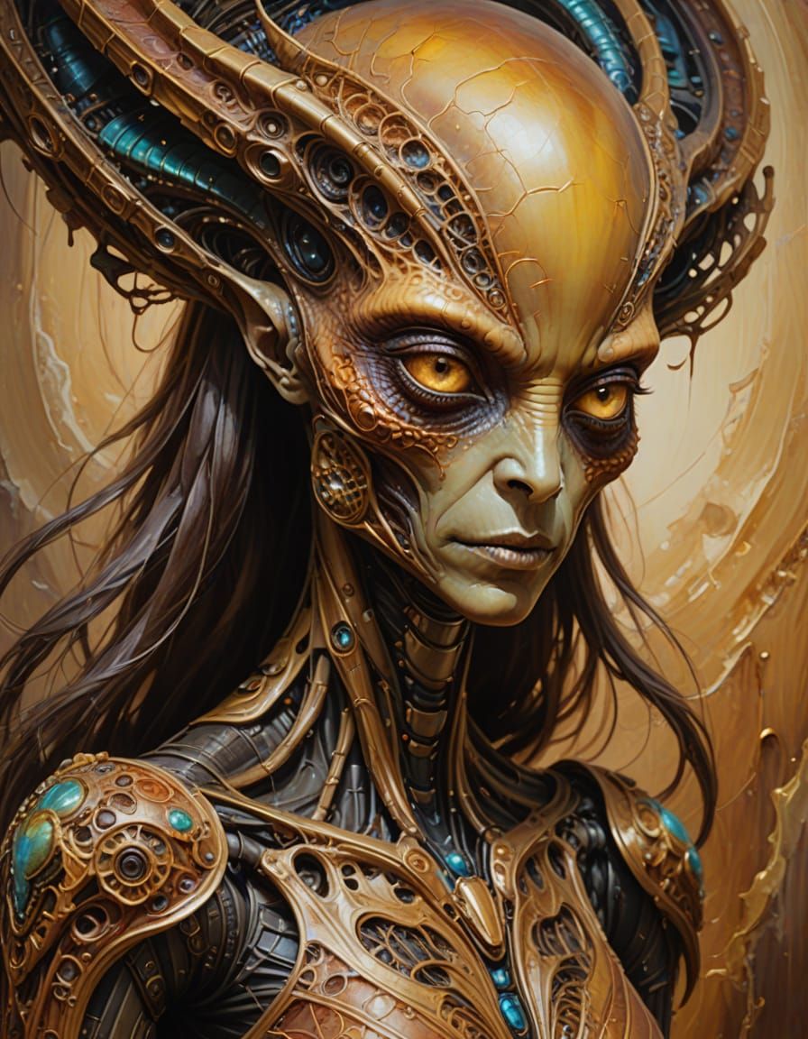 Ethereal Alien Portrait in Praeraphaelite Style