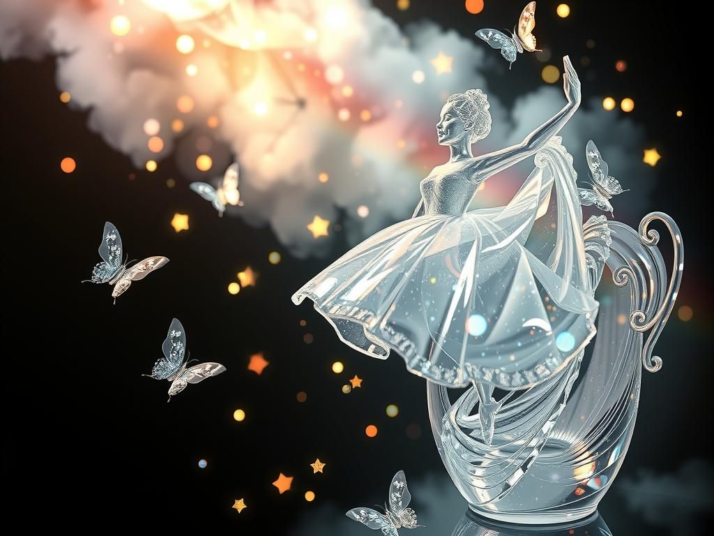 Graceful Glass Ballerina Statue in Enchanting Realm