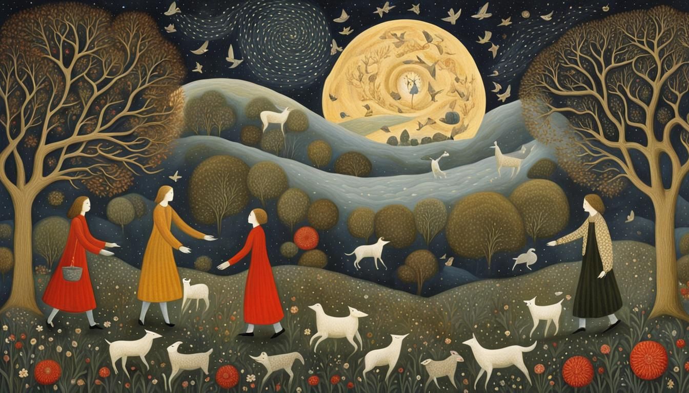 Celestial Beings Discover Ancient Wonders in a Dreamscape