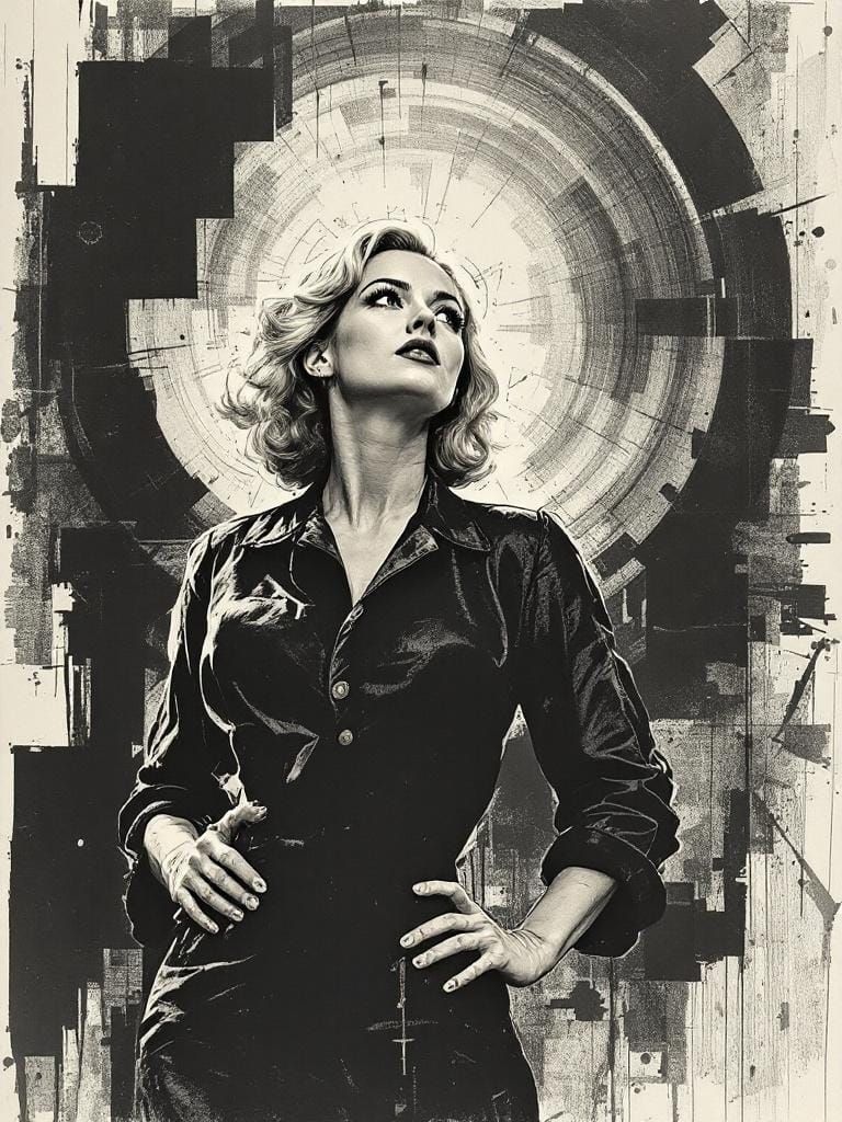 1950s Pin-Up in Ben Shahn Style Offset Print