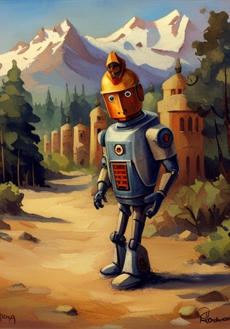 Futuristic Robot Mother in Sci-Fi Style