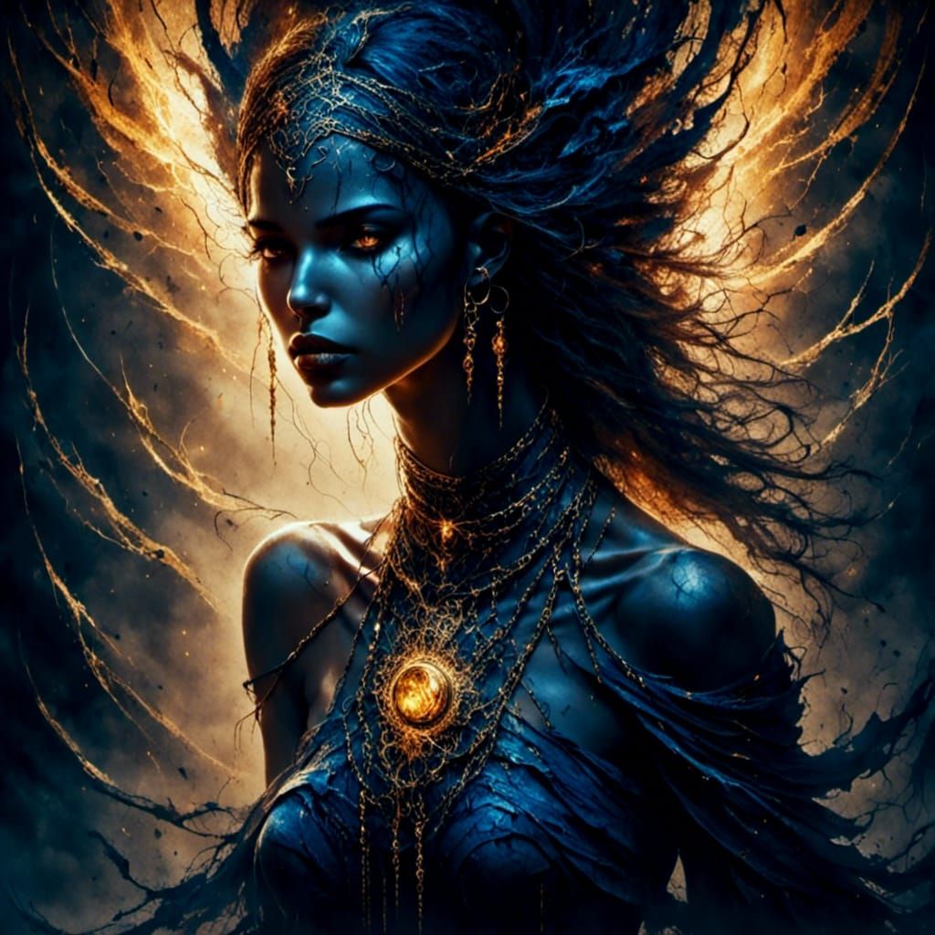 Evil Genie of Aladdin in Dark Horror Style