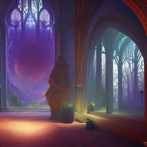 Stained Glass Wizard Matte Painting in Unreal Engine