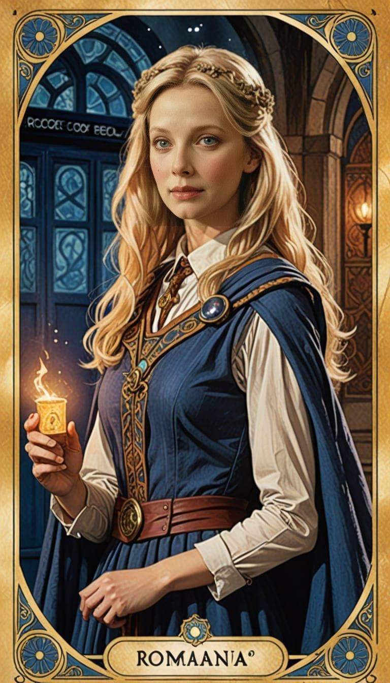 Romana Tarot Card in Cyberpunk Style