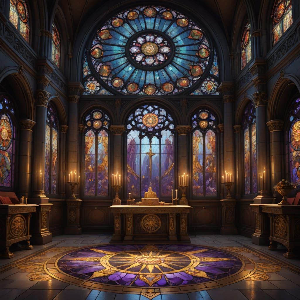 A Regal Cathedral Interior in Golden Light