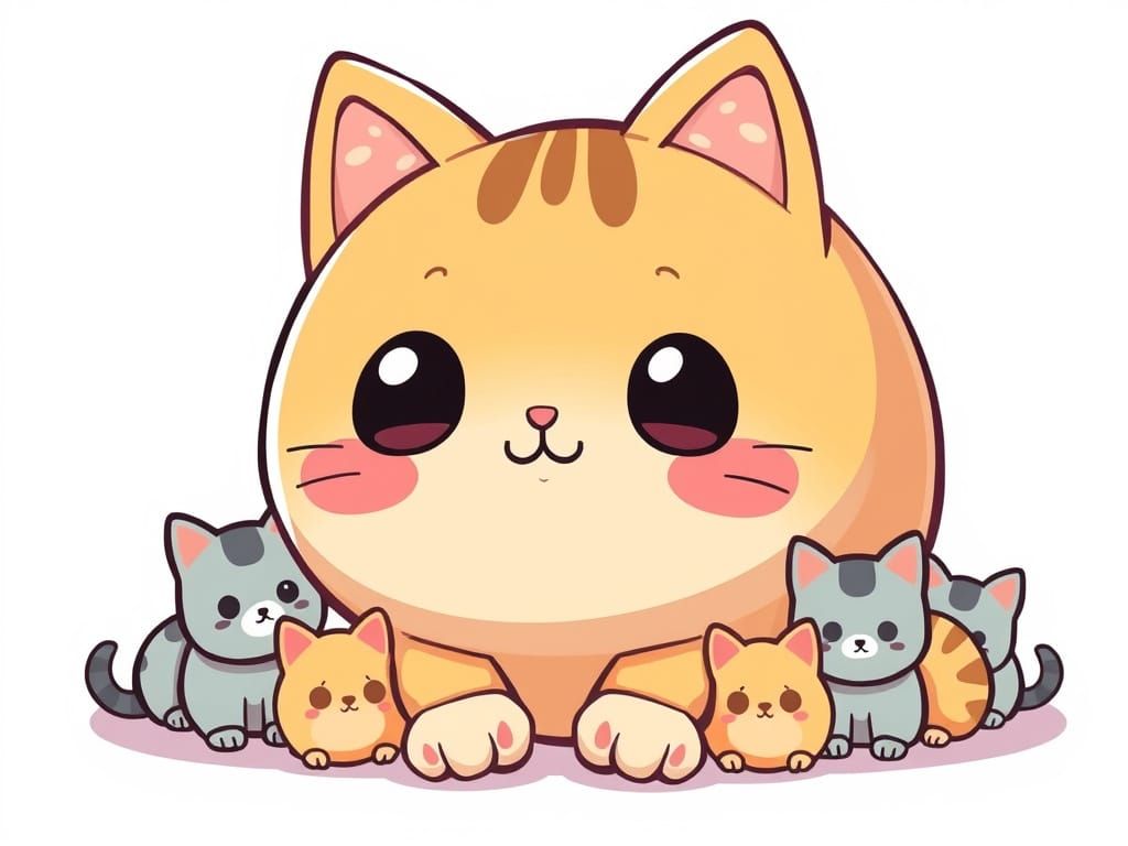 Cartoon Kawaii Cat Breads: Japanese Pastel Art