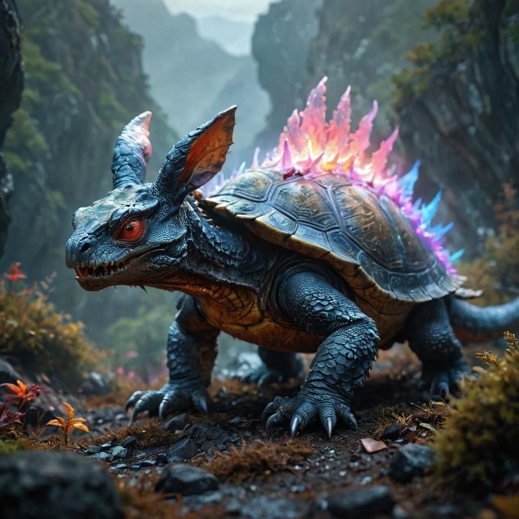 Furious Dragon Turtle Hybrid in Dark Fantasy Art