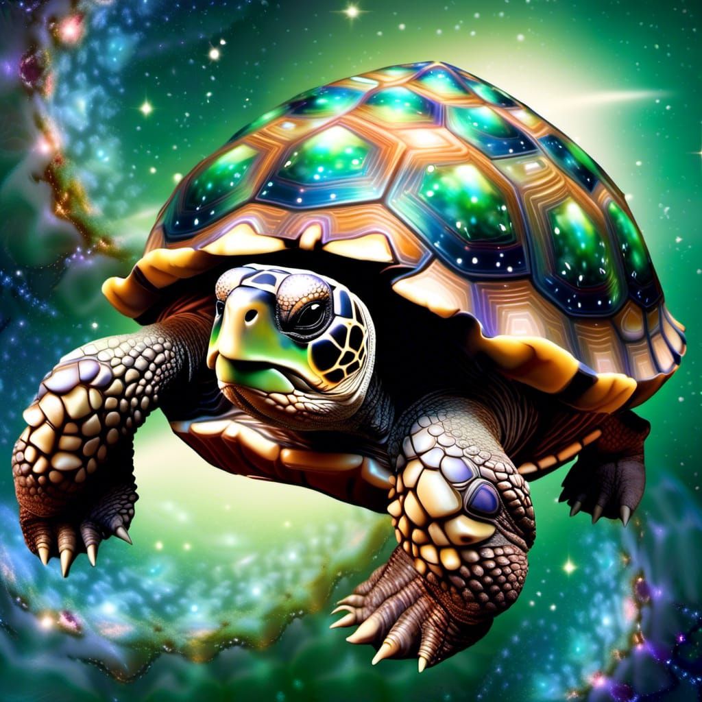 Galactic Tortoise: Epic Sci-Fi Celestial Art
