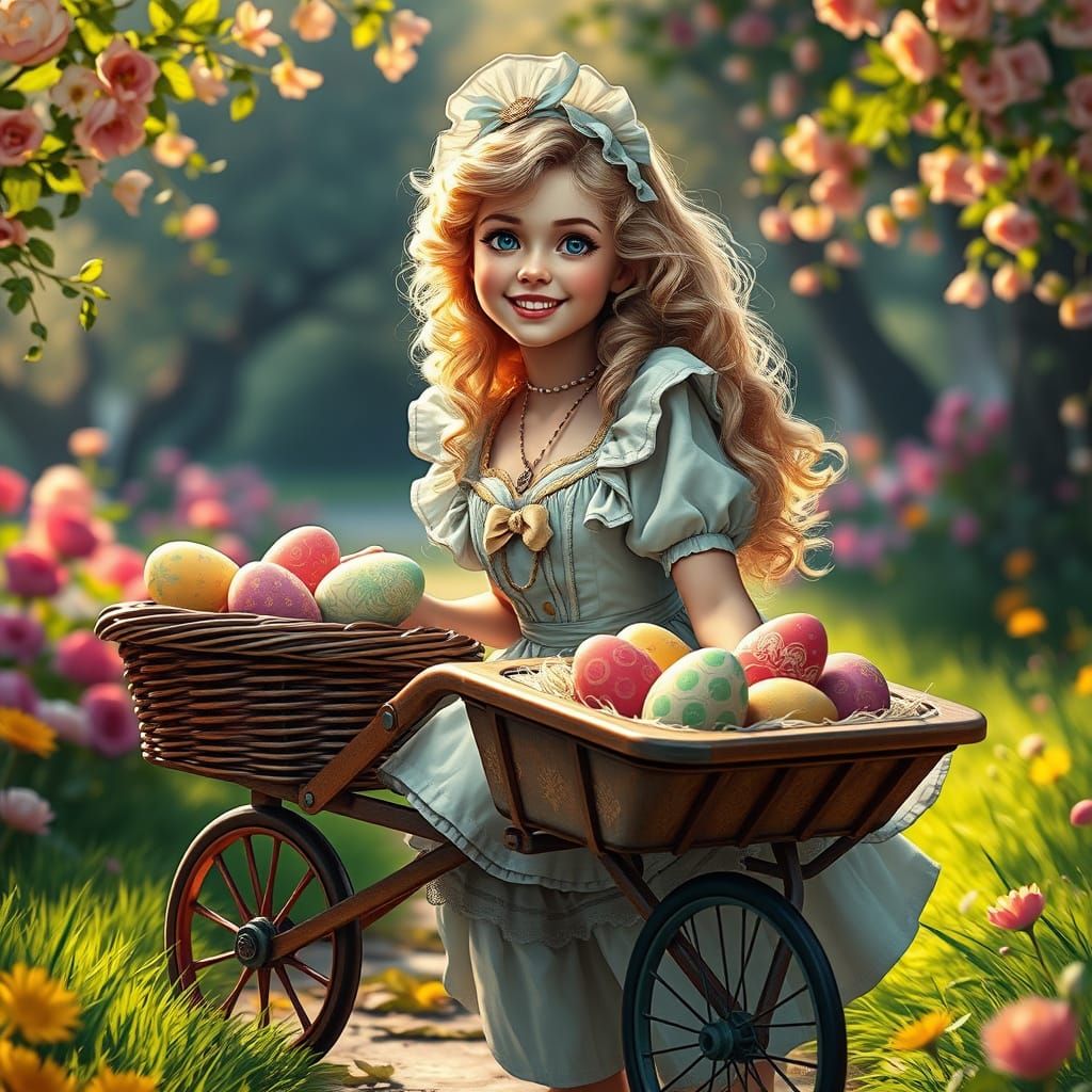 Elegant Alice in Wonderland Portrait in Vibrant Art Nouveau ...