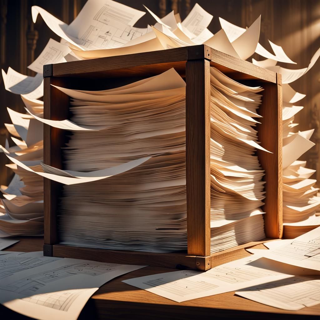 Intricate Paper Sculpture with Drifting Numbers