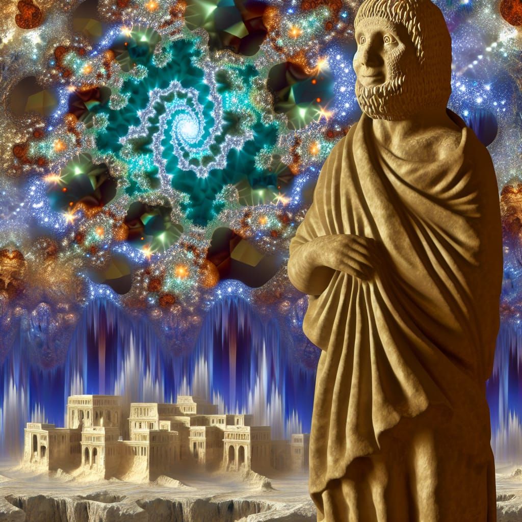 Sparkling Anthropomorphic Speleothem with Ancient City