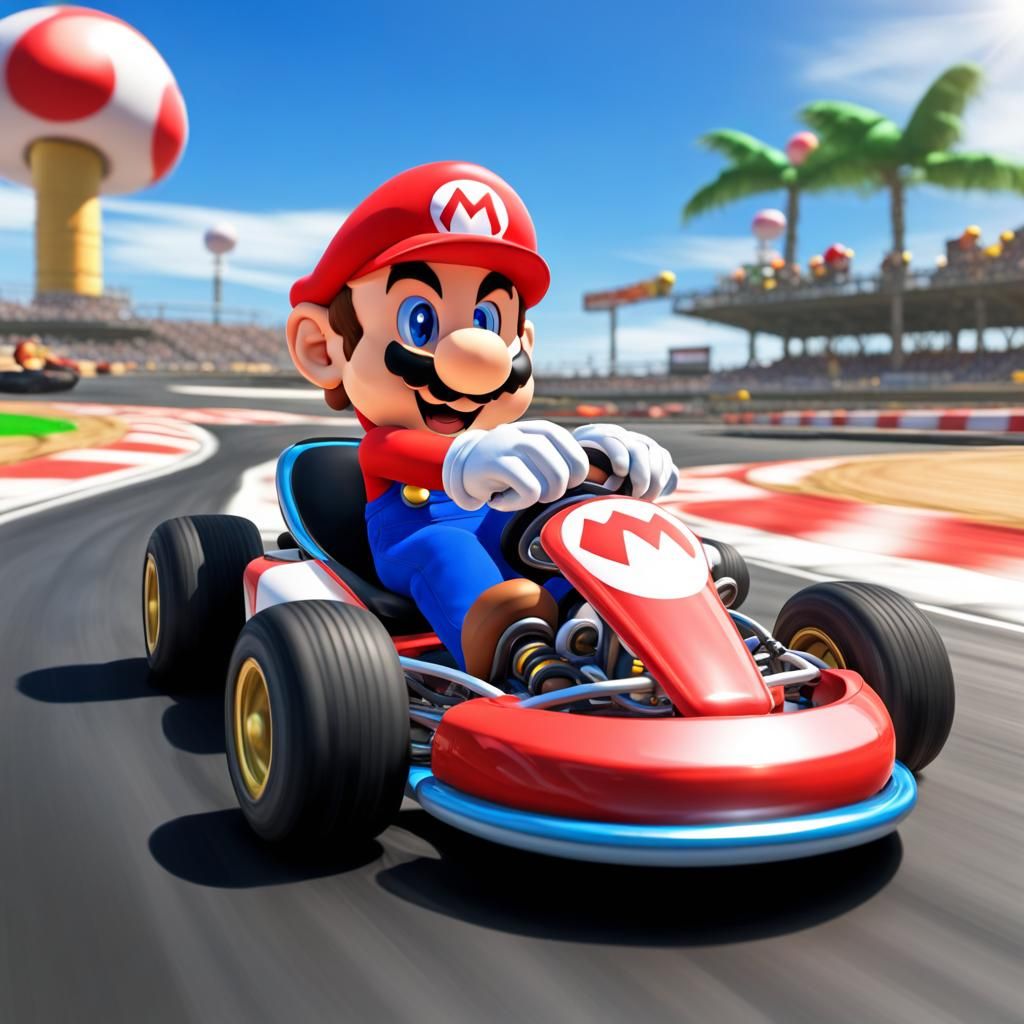 Super Mario Races in Mariokart Grand Prix