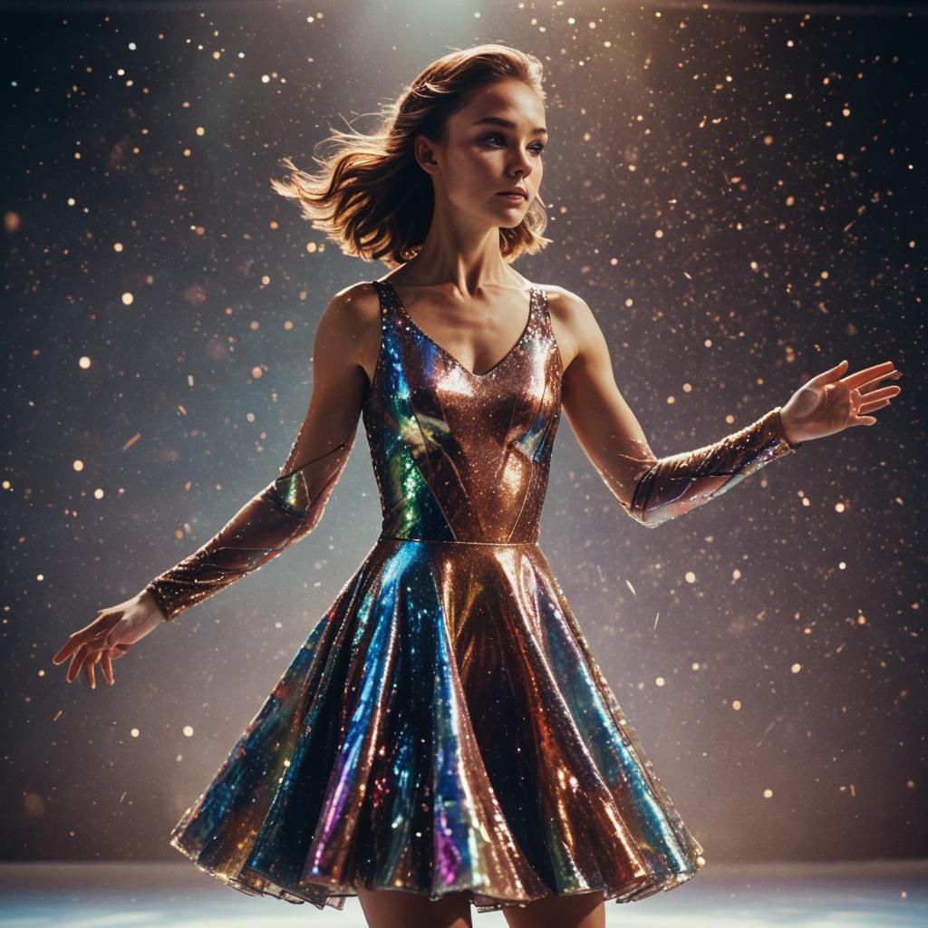 Stunning Figure Skater in Holographic Dress