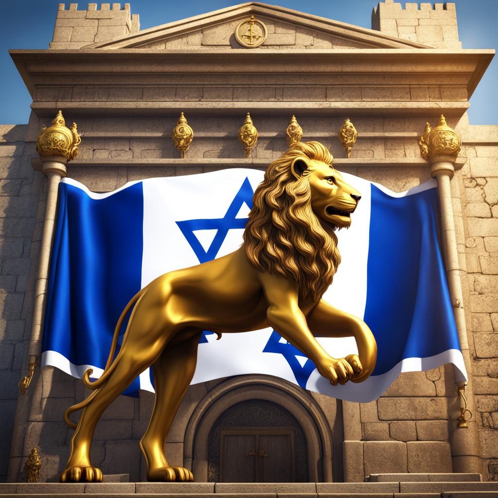 Golden Lion of Judah Flag: Fantasy Concept Art