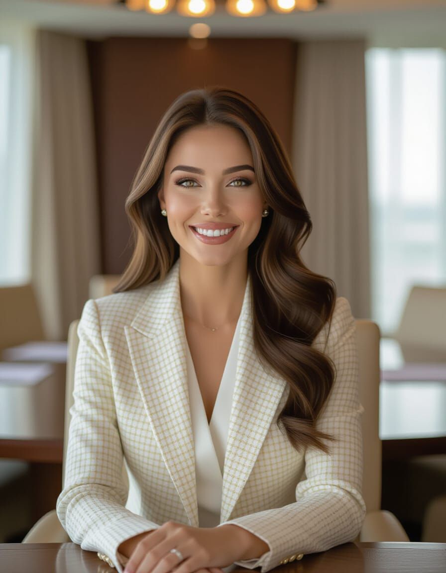 Gorgeous Russian Woman in Houndstooth Suit