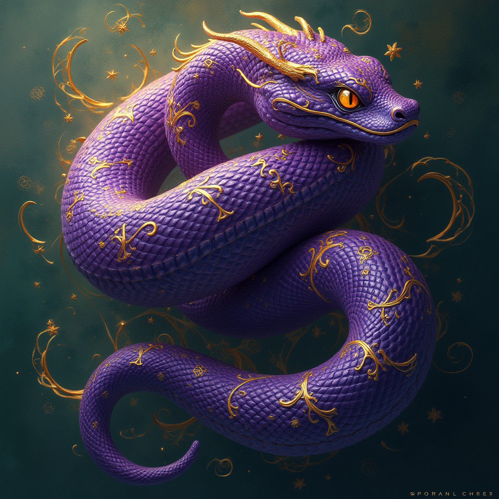 Iridescent Purple Snake in Fantasy Concept Art Style