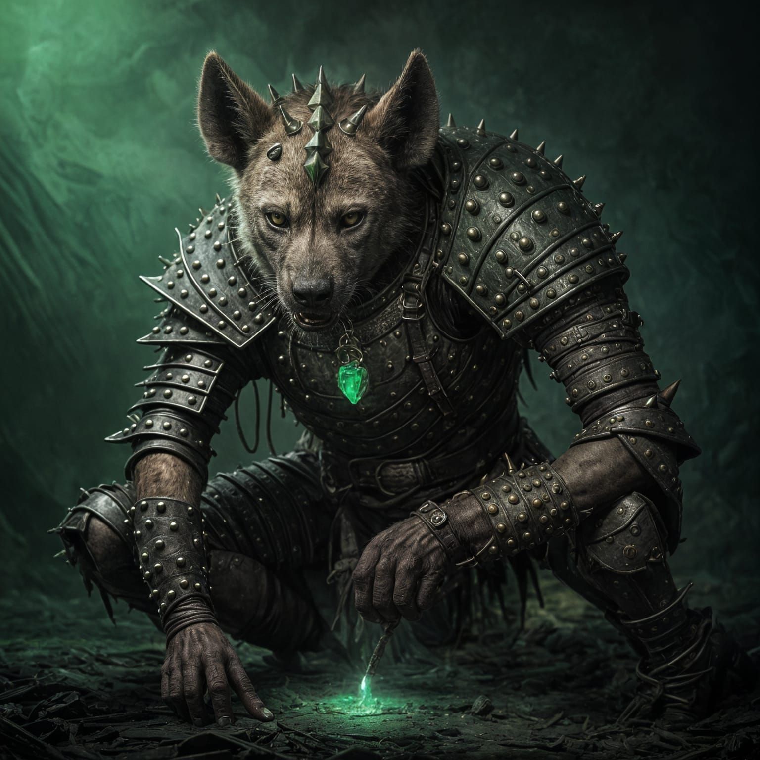 Diseased Hyena-Man Gnoll Casting a Spell