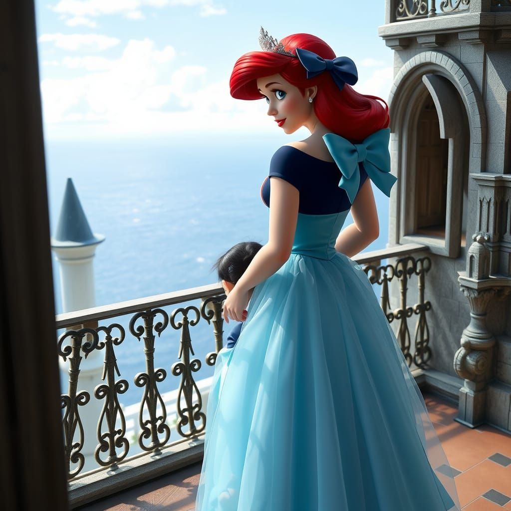 Disney Princess Ariel on Castle Balcony